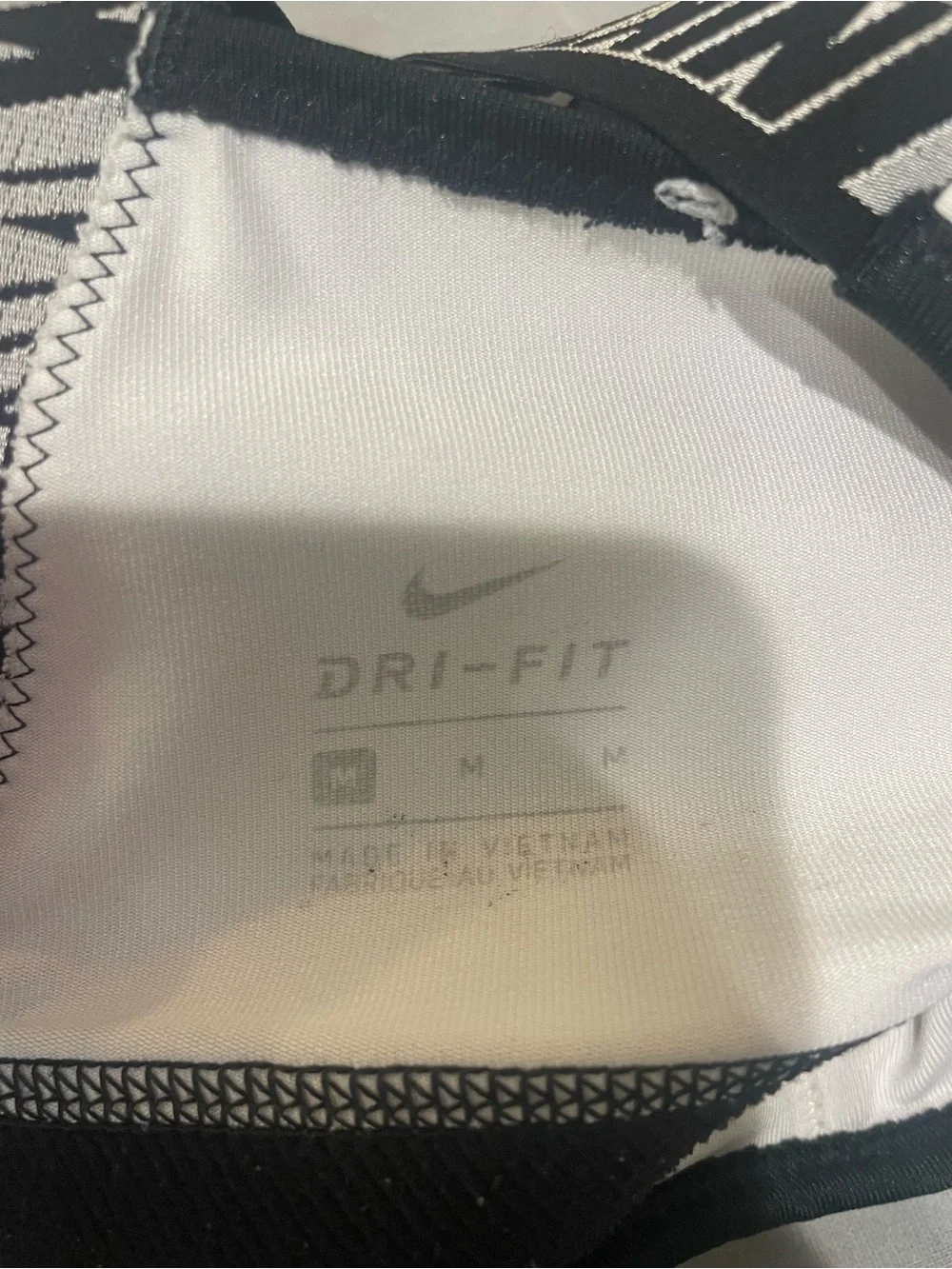Nike Dri-FIT Black & White Logo Crossback Padded Sports Bra Size M